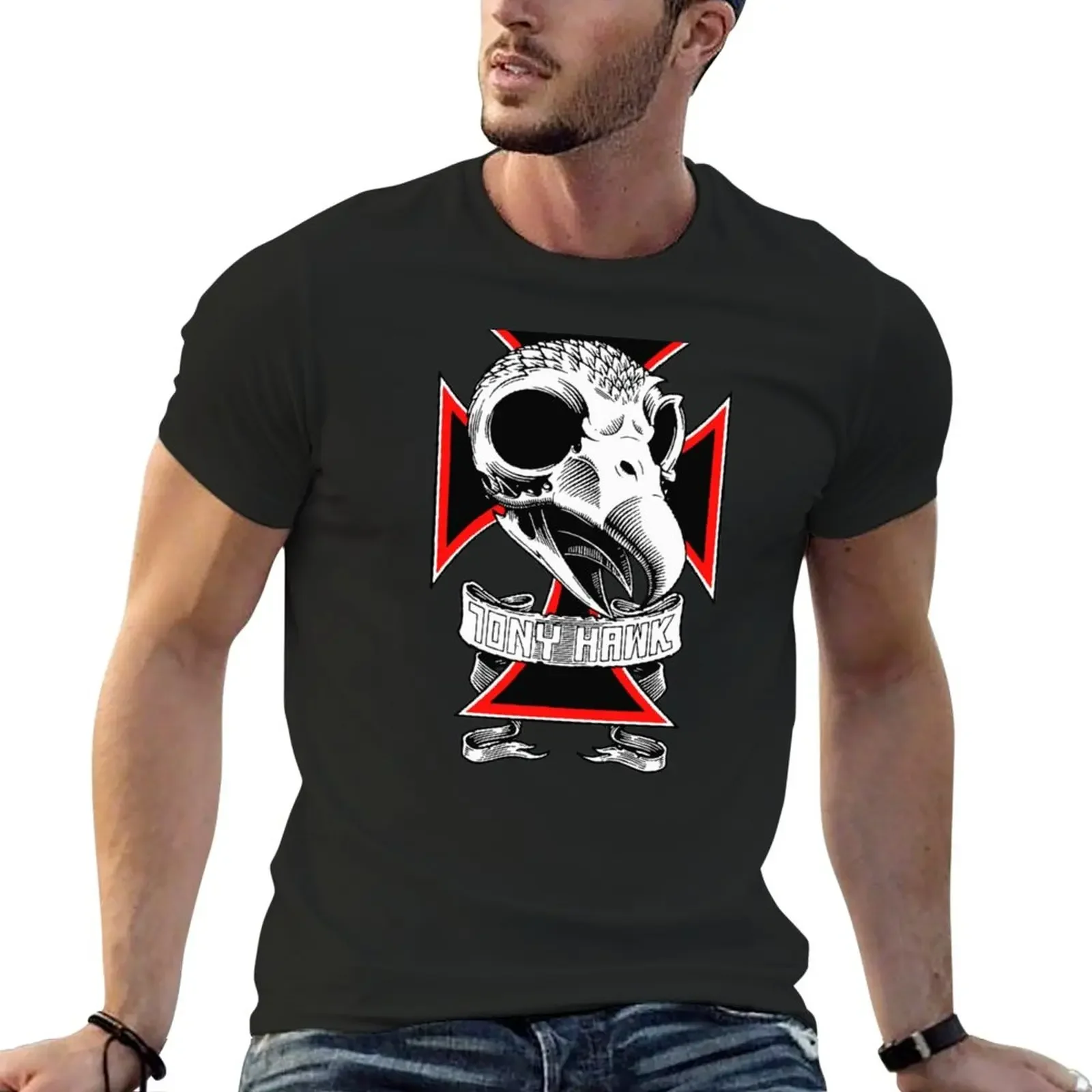 

2025 New Summer TONY HAWK T-shirt Boys White T-shirt Melanin Summer Casual Short Sleeve Crew Neck Printed Clothing T-shirt