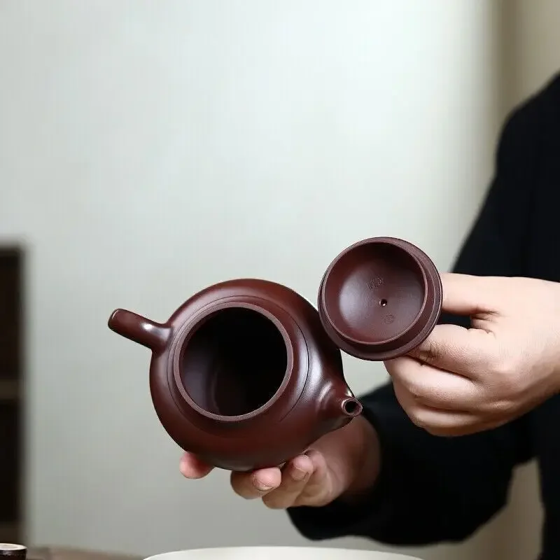 True Yixing Zisha Purple Grit Tea Pot Marked Purple Zhu Clay Master Pot 9 Holes