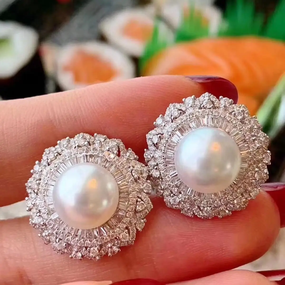 

Pearls Earrings Fine Jewelry 925 Sterling Silver Natural 10mm Fresh Water White Pearls Female's Stud Earrings