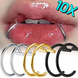 10PCS Punk Lips Rings Nose Rings Titanium Steel Fake Nose Wrap Rings Septum Piercing Clip on Mouth Jewelry Piercing Body Clip
