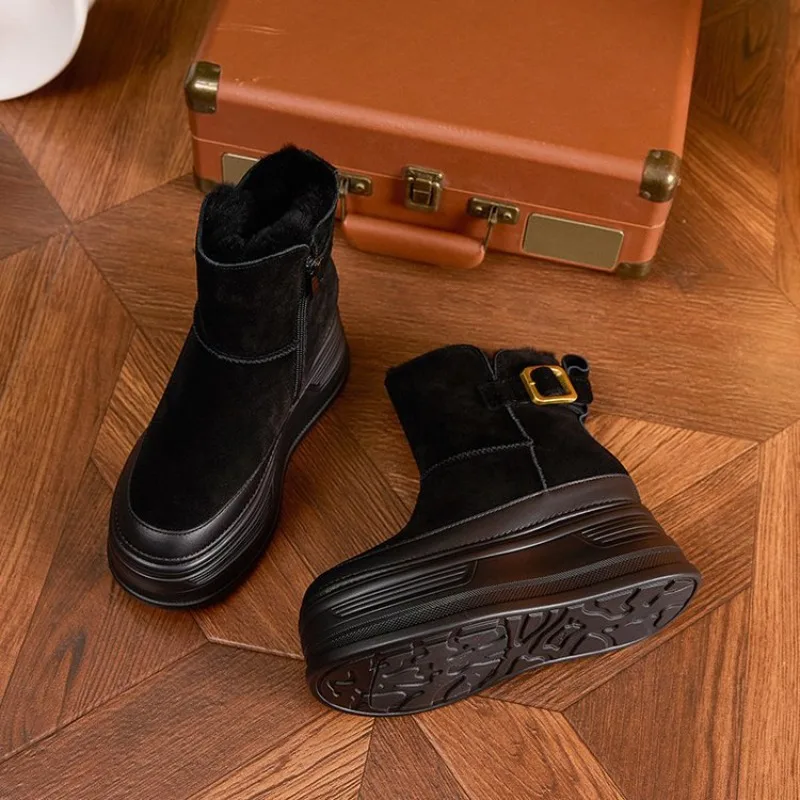 Winter Womens Boots Thicken Plush Warm Snow Boots Fashion Thick Soled Platform Boots Winter High-top Cotton Shoes Botas Feminina