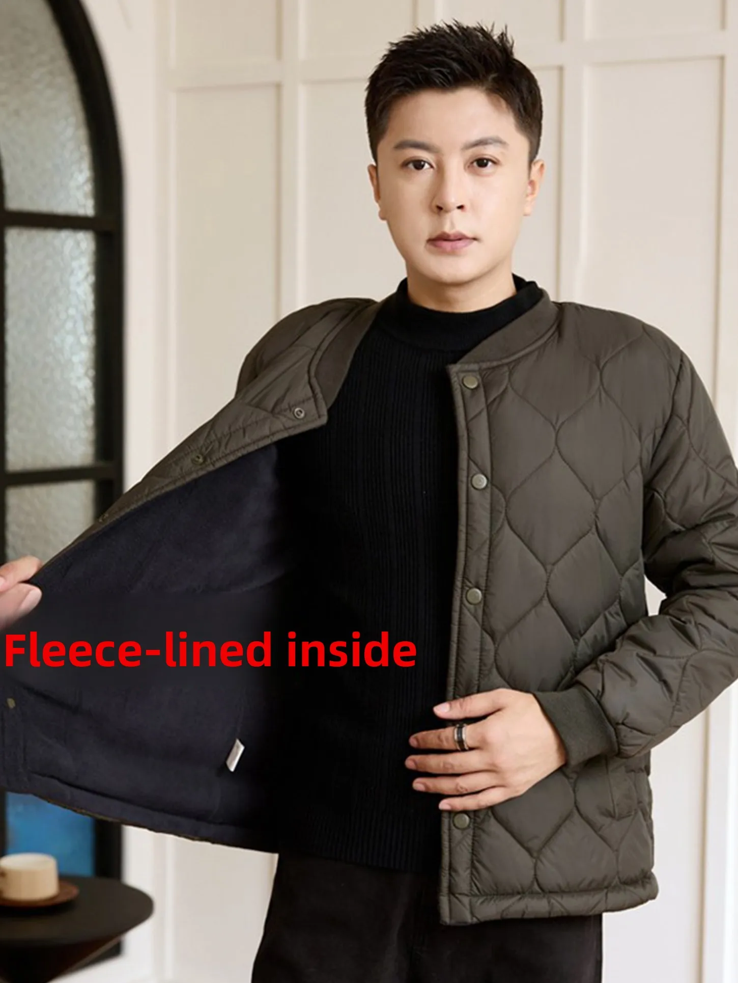 

Thiened Fce Men's ort Cotton Jaet New Autumn Winter Warmth Insulation Cotton Coat Stand Fit Busin Casual Sle