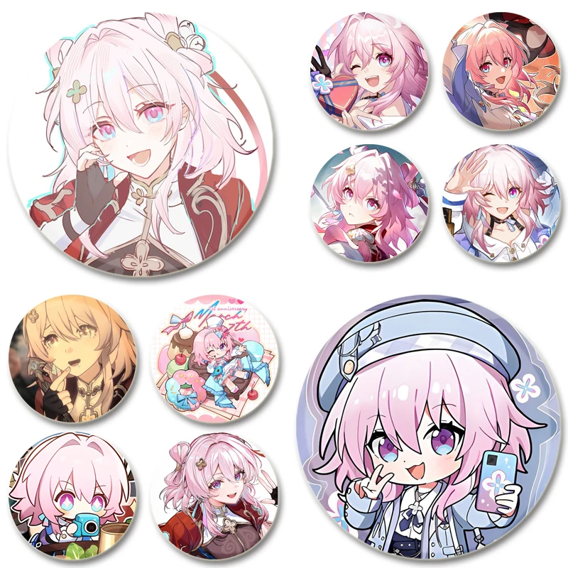 Honkai Star Rail Brooches March 7th Game Character Badge Cosplay Cartoon Cute Enamel Pins for Backpack Clothes Accessories Gifts