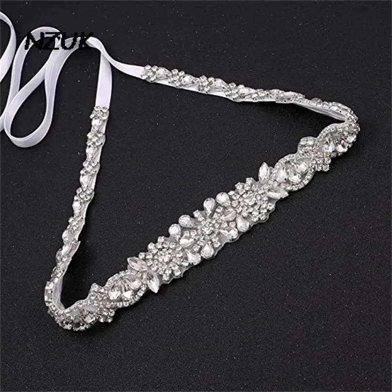 NZUK-Cinturón de novia con diamantes de imitación, faja fina de cristal para dama de honor, faja de boda para baile de graduación, vestido de novia de noche, ceinture de lujo