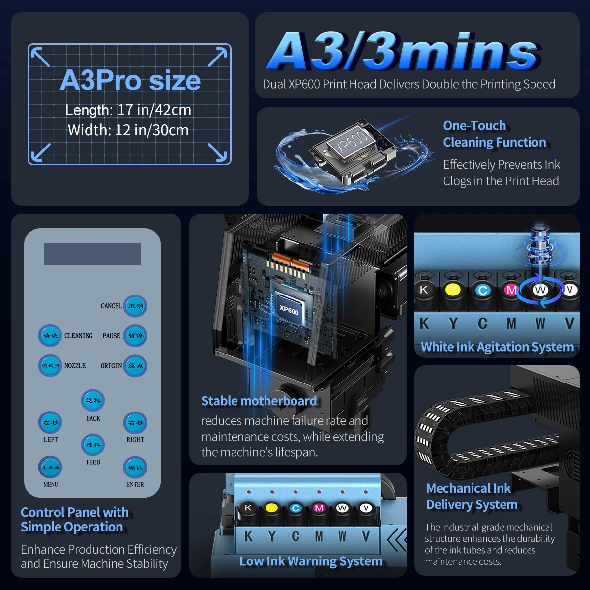 Colorsun A3 UV Printer For Dual XP600 UV DTF Flatbed Printing Machine Sticker Printers for Acrylic Wooden Cylinder Bottle Metal