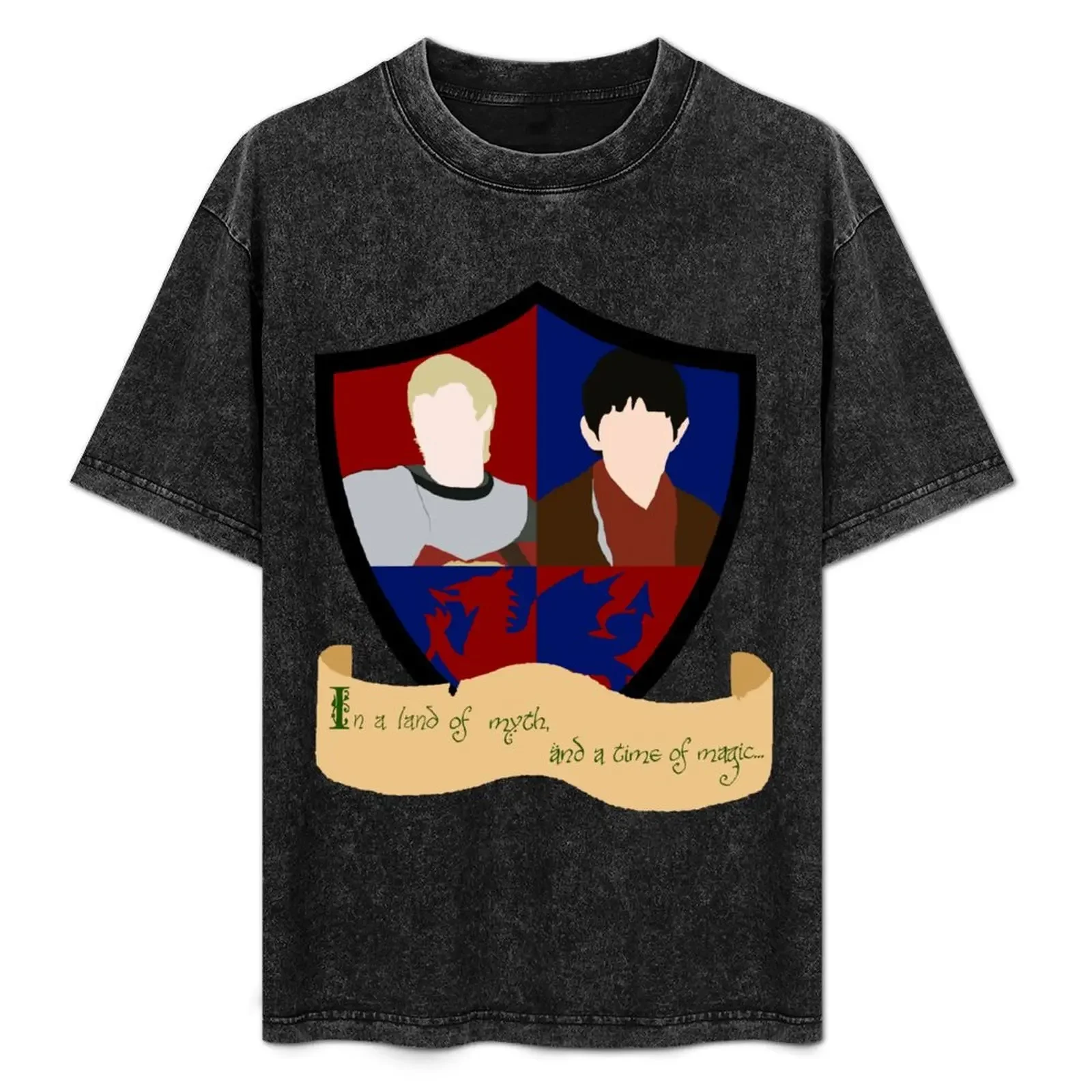 

The Shield of Merlin & Arthur T-Shirt All Match Print Short Sleeve Top
