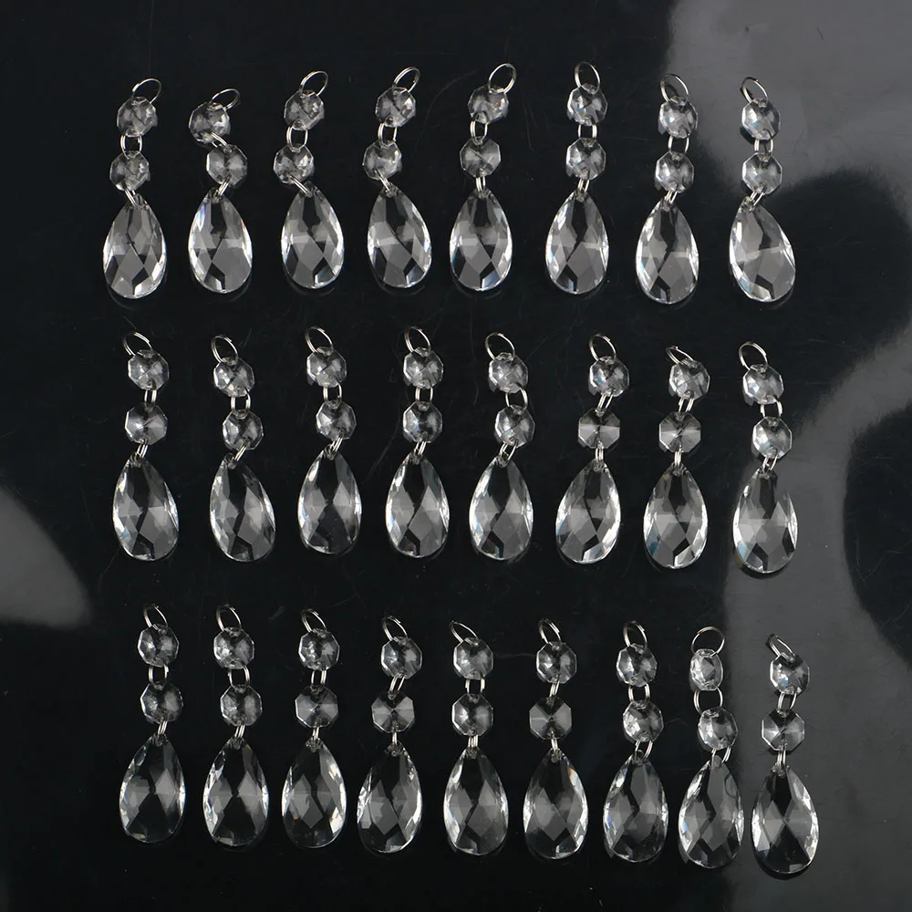 25pcs 38mm Clear Chandelier Crystal Glass Lamp Prisms Parts Hanging Drops Pendants Home Decor Lighting Parts Accessories