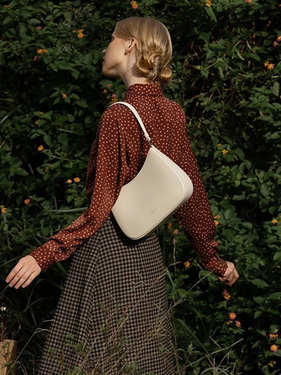 

Genuine Leather French Bread Underarm Bag Women's 2024 New High Quali Simple Luxury Design Handbag Single oulder Bag