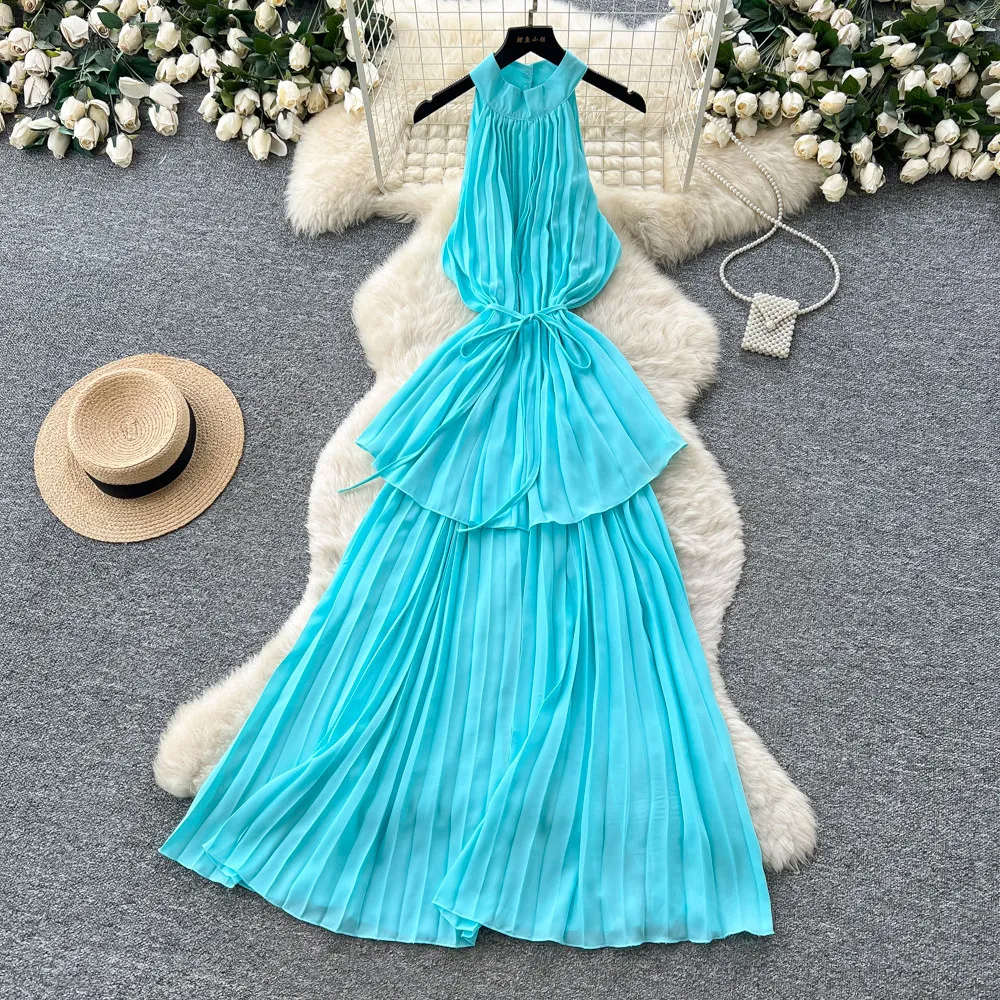 

Long Dress Women Dresses A Line Vestidos Y2k Streetwear Halter Sleeveless Tight Waist Elegant Party Night Work 2026 Summer