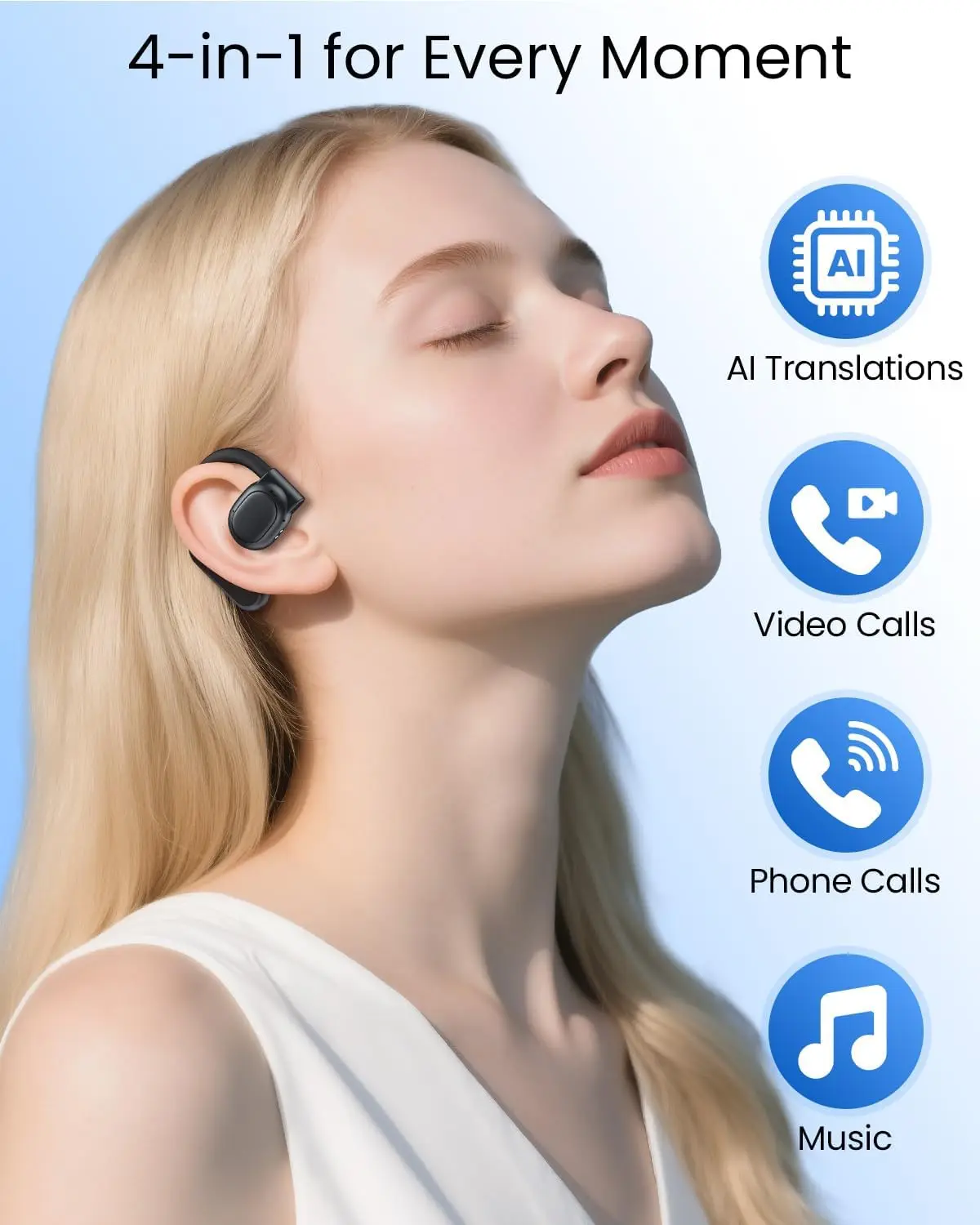Person using earbuds for translation