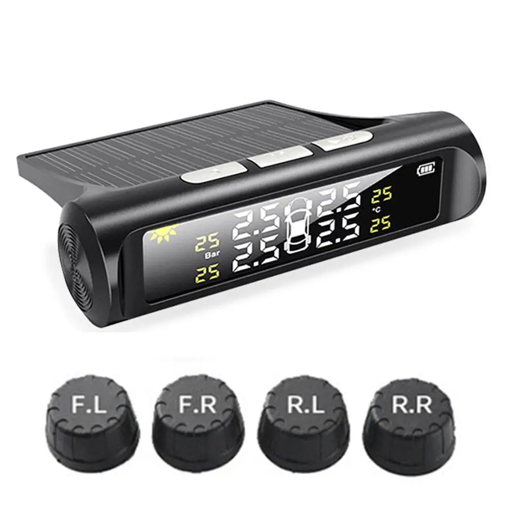 Solarbetriebenes Reifendruckkontrollsystem für Autos, kabelloses TPMS, automatischer Reifendruckalarm mit 4 externen Sensoren und Anzeige. – Detail 17