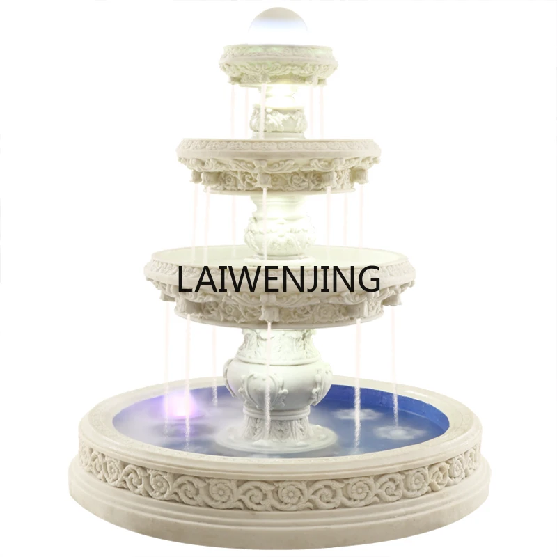 

HLZ flowing water fountain large indoor ornaments hotel floor-to-ceiling Roman column ornaments housewarming gifts