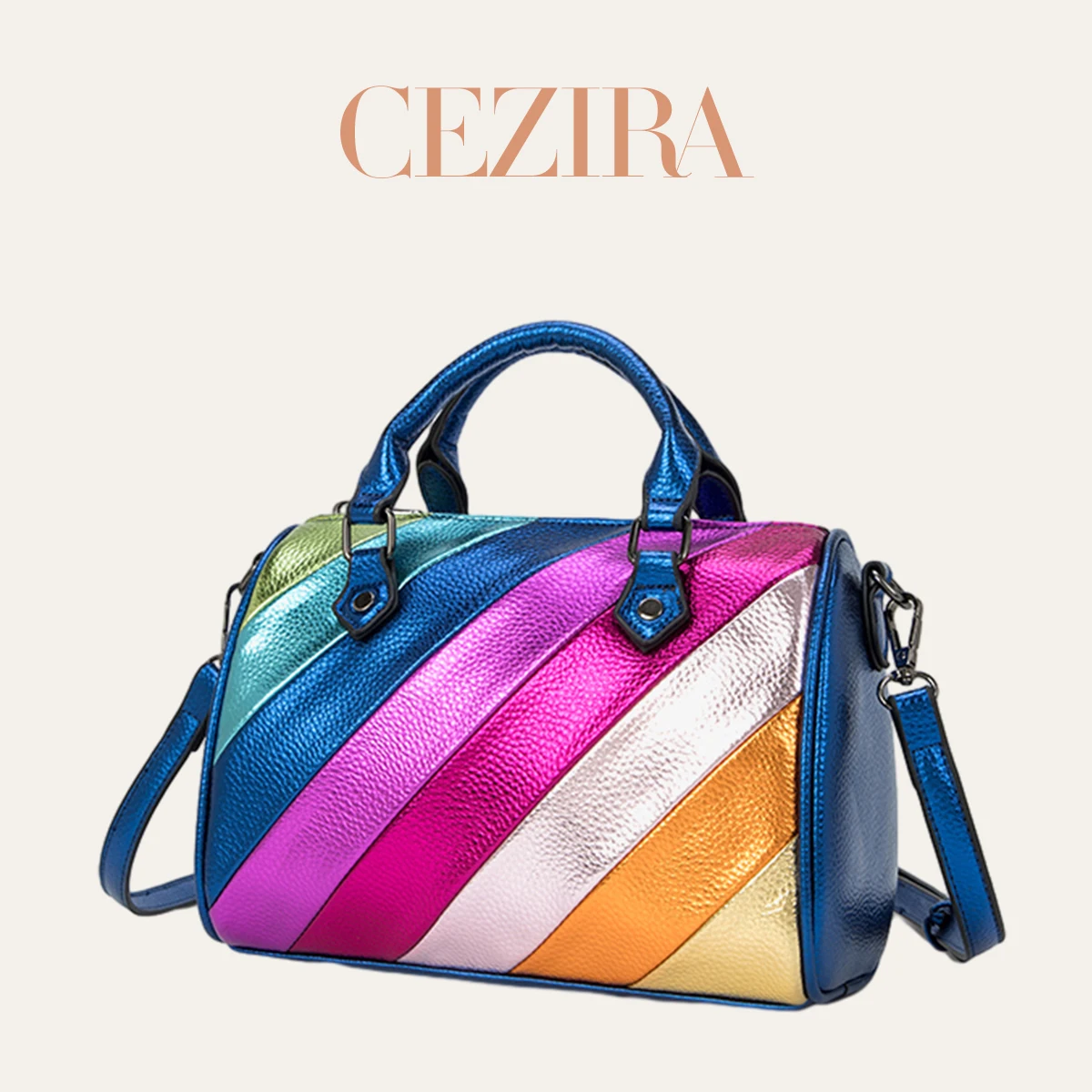 CEZIRA-Bolsa Boston Metálica d - Luxury Bags That Are Vegan avaliação e preço