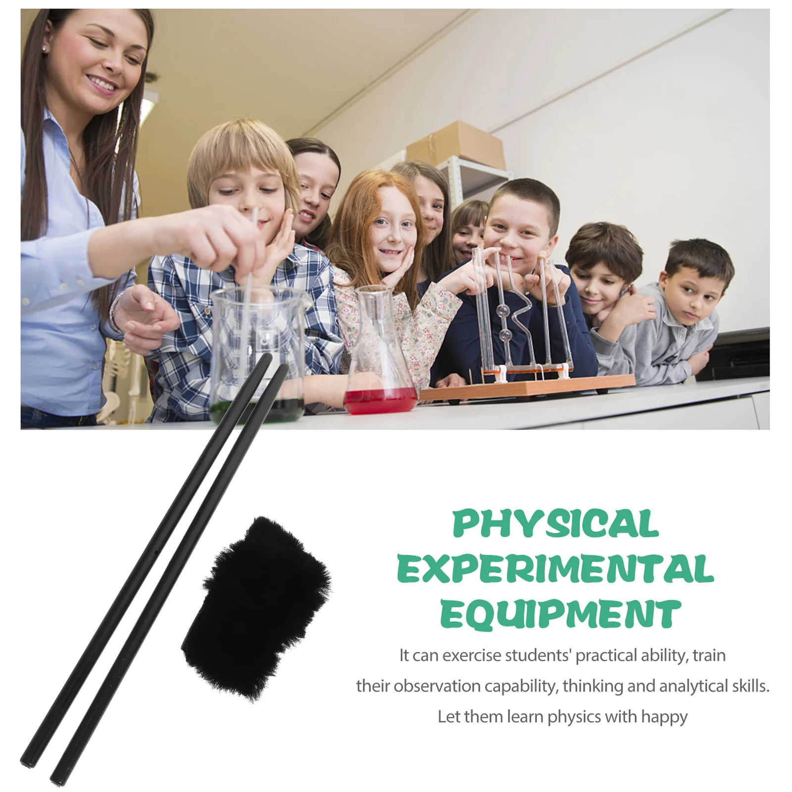 

1 Set Rubber Stick Friction Electrification Experiment Equipment Supply For Junior High School Physics Teaching Tool Static