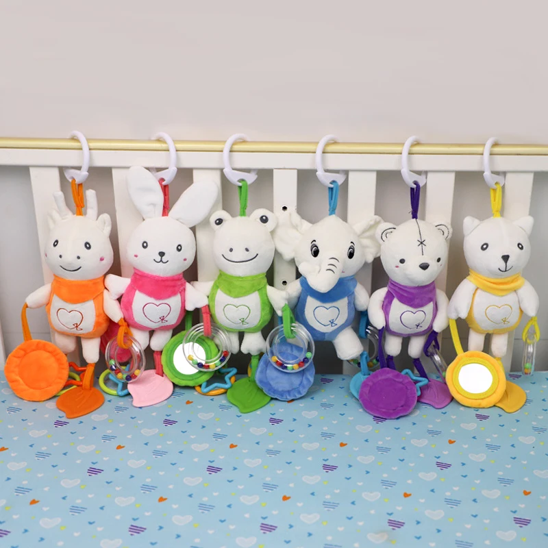 Soft Plush Rattles for Newborn Baby Sensory Toys Wind Chime Stroller Crib Mobile Bed Bell Early Development Teether Gift