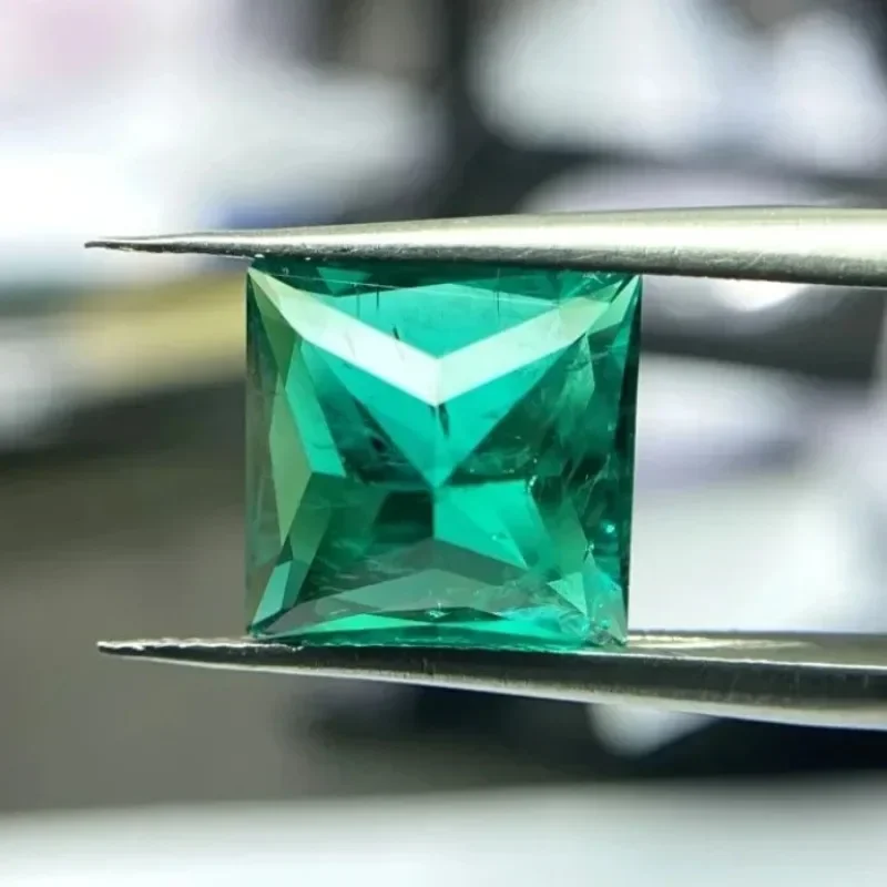 Top Lab Grown Princess Cut Colombia Emerald Hydrothermal Gemstone for Diy Charms Jewelry Making Selectable AGL Certificate