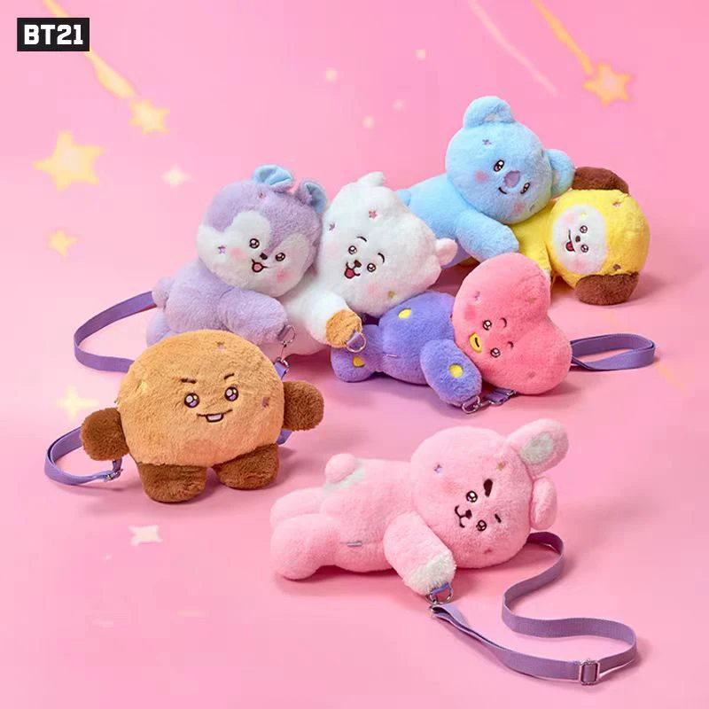 

Linefriends Bt21 Travel Series Hug Me Slant Shoulder Bag Plush Doll Storage Bag Outdoor Indoor Decorations Gift Toy Collection