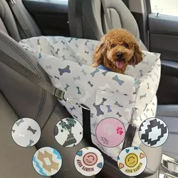 Oxford Waterproof Fashion Print Dog Car Seat Central Control Armrest Pet Booster Seat Dog Safety Car Seat for Outdoor Travel