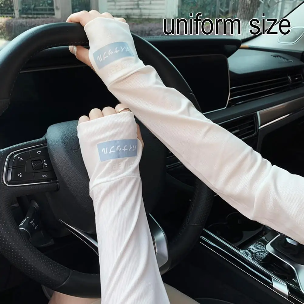 

Summer Women Ice Silk UV Protection Arm Sleeve Quick Dry Elastic Fingerless Gloves Driving Runing Anti-Sunburn Sleeve