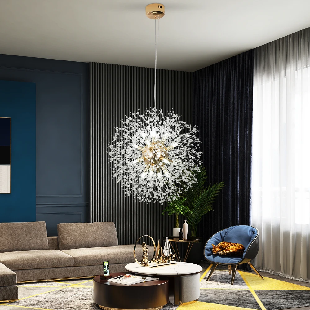 VETRULUS Modern Dandelion Lighting Pendant Lights Living Room Dining Bedroom Pendant Lights Starry Fireball Lighting Fixtures 