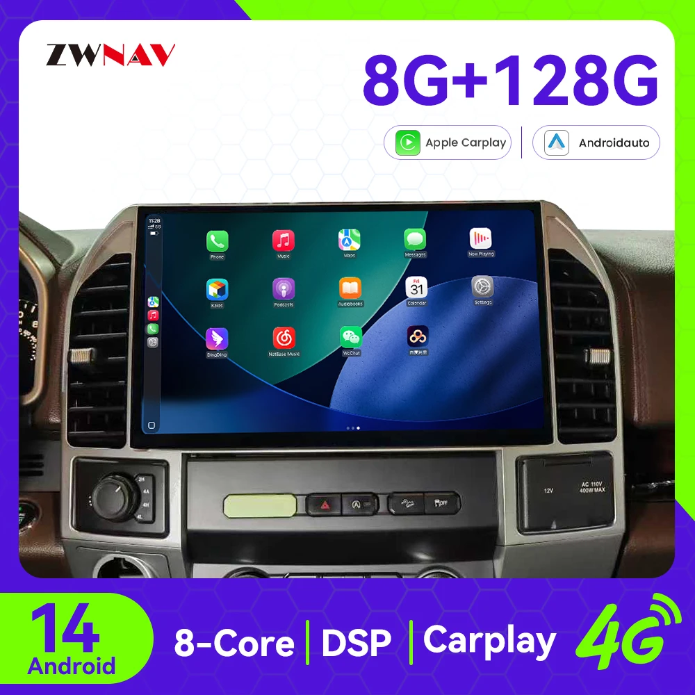 

Автомобильный радиоприемник CarPlay с 14,6-дюймовым сенсорным экраном для Ford F150 2015-2021, автомобильный GPS-навигатор, мультимедийный плеер, головное устройство, авто