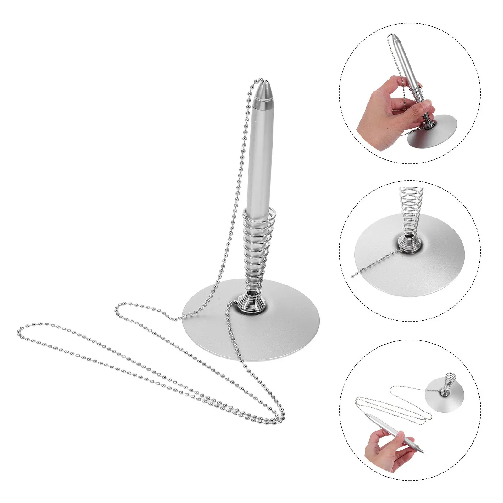 

Настольная ручка для подписи из нержавеющей стали с цепочкой, гелевые чернила, для офиса, прочная металлическая, с цепочкой-антипотеряшкой, усиленная конструкция