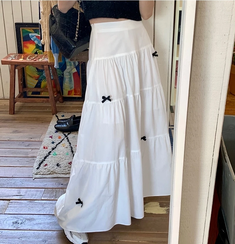 

Шикарная юбка с узлом, женское длинное платье с высокой талией, плиссированная хлопковая юбка трапециевидной формы с большими качелями, эффект похудения