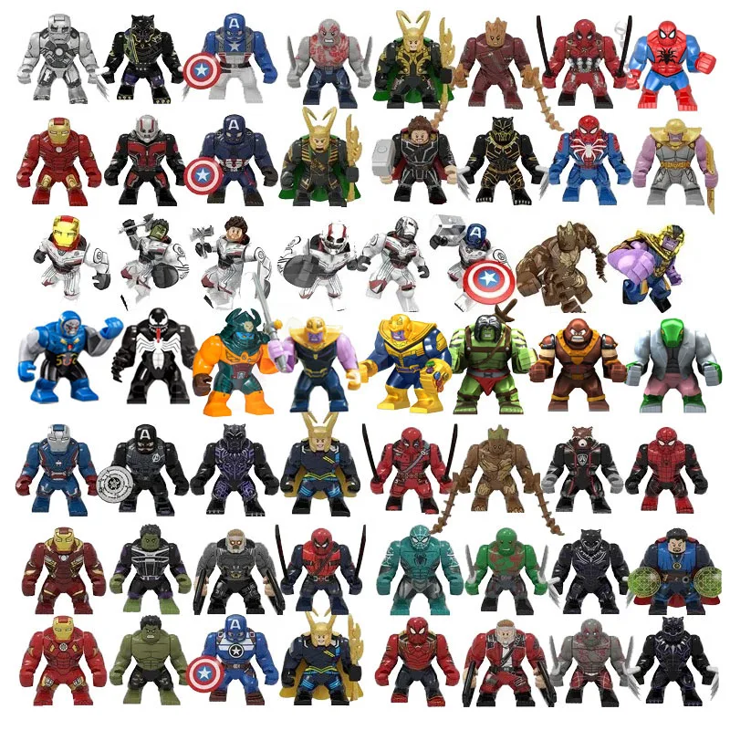 Marvel Anime rysunek Mini klocki do budowy figurka superbohater Thanos Iron Man zielone gigantyczne Puzzle klocki do budowy zabawka prezent dla dzieci