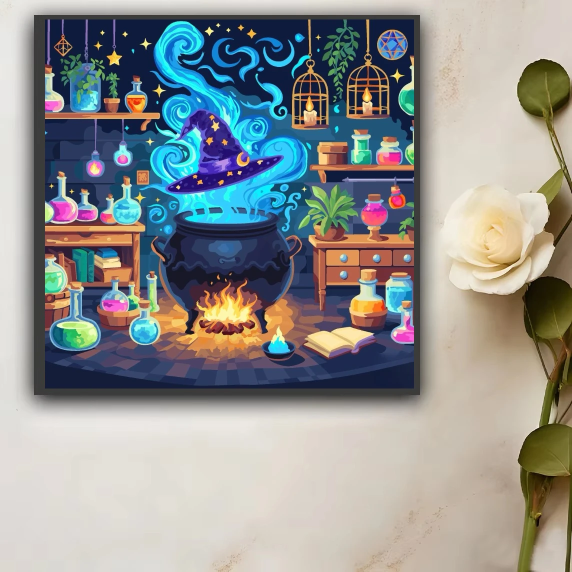 Magic Witch Cauldron Potion Oil Painting By Numbers Canvas Art Wall Decor for Living Room Handmade Gift Unframed