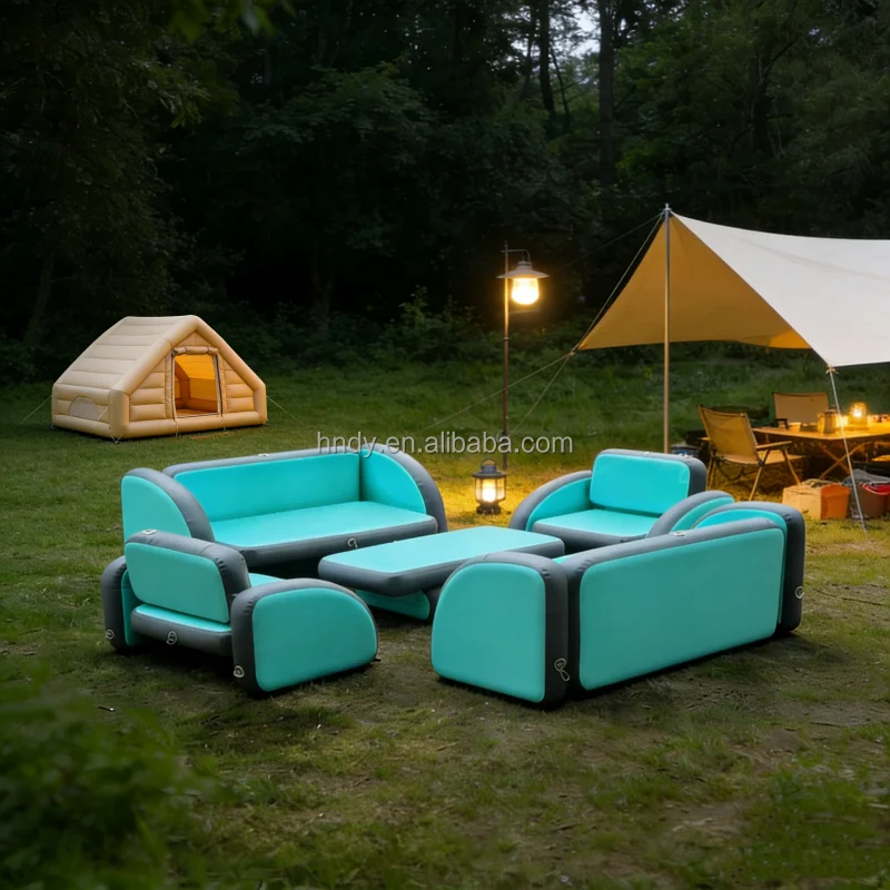 Coofull Modern Inflatable PVC Floating Dock Sofa and Table Chairs,  for Outdoor Lake Family Camping