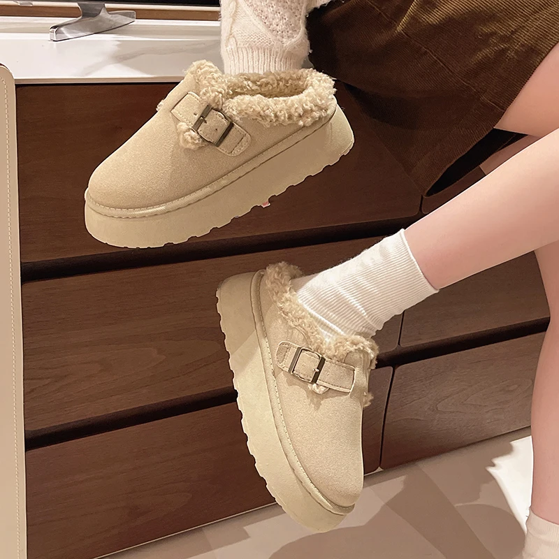 New Luxury Winter Women's Boken Shoes Plush Fashion Retro Shoes Cotton Women's Flat Sole Slippers Platform Women Boots