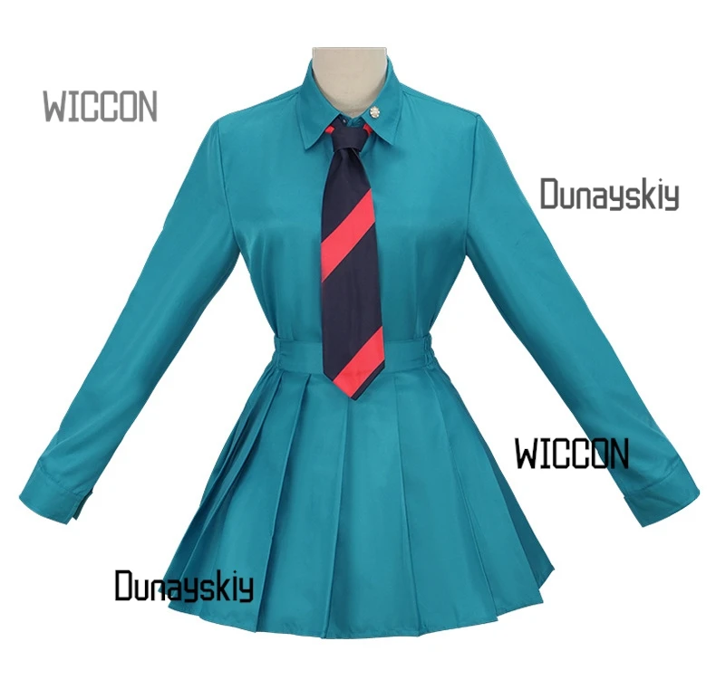 $*() البدلة المتنقلة Hathaway's Flash COS زي Tenzen Ryougi JK زي مدرسي مجموعة أنيمي Mecha فستان أزرق شعر مستعار للهالوين