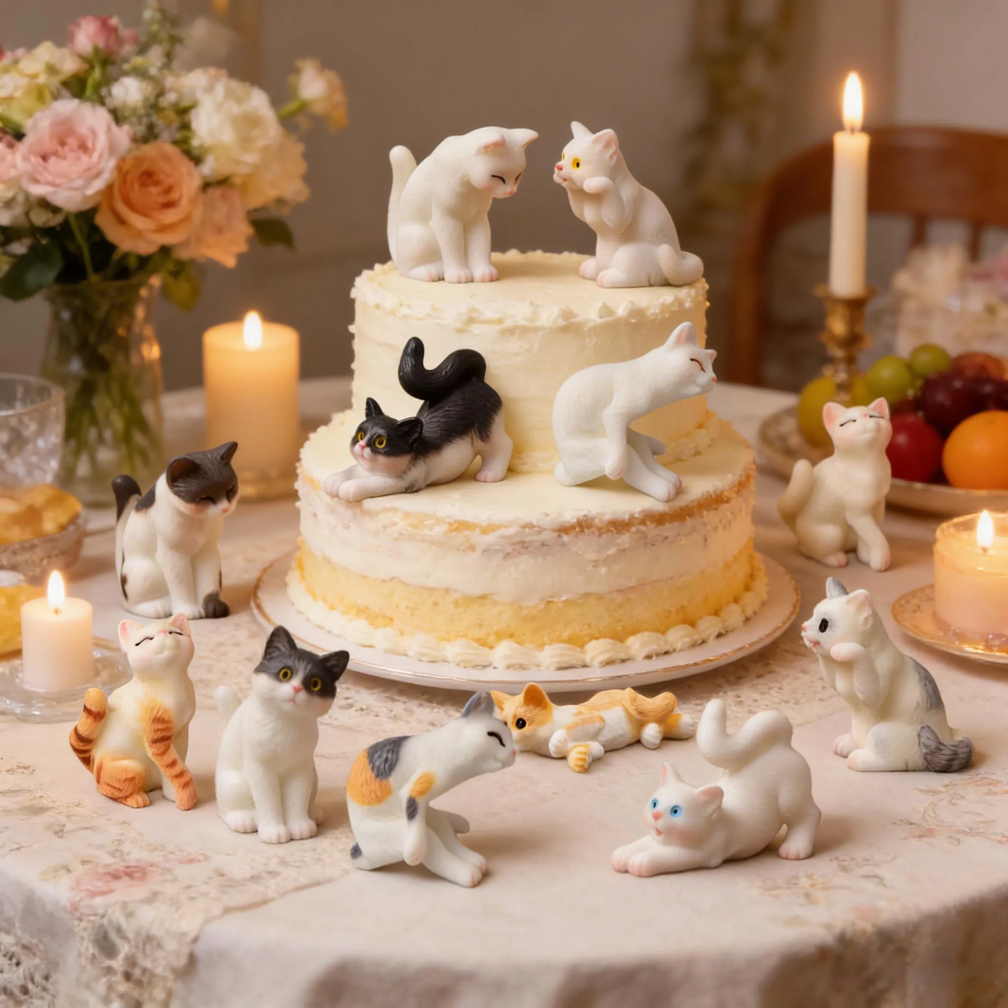 12 Stück Katzen-Kuchenornamente, niedliche Mini-Katzenfiguren aus Kunstharz, Kuchendekoration für Geburtstag, Katzen-Themenparty, DIY-Dekorationen – Detail 4