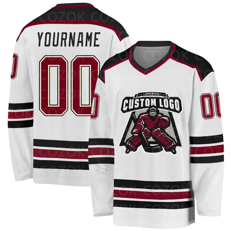 Custom White Hockey 3D Print You Name Number Men Women Ice Hockey Jersey Competition Training Jerseys