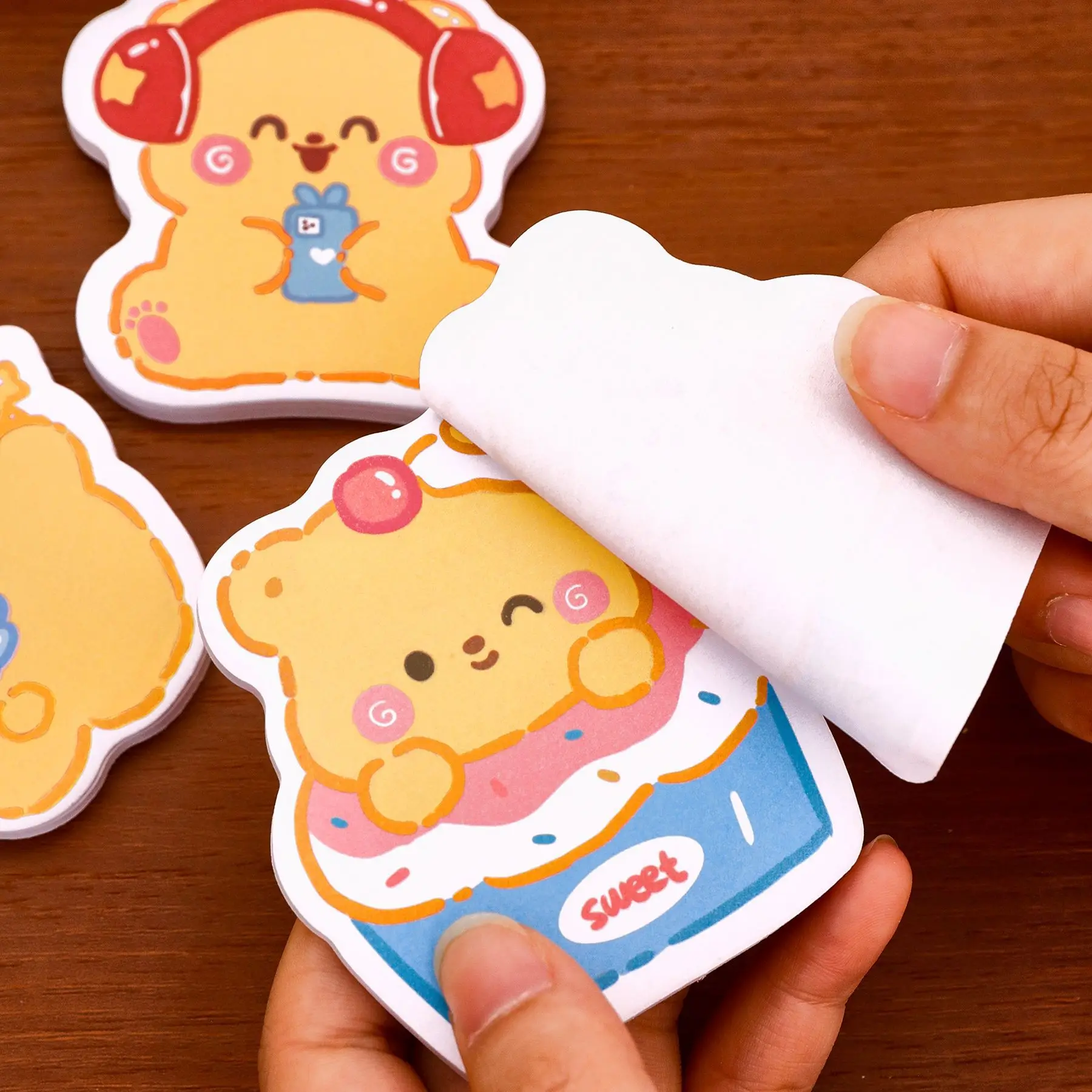 60 ورقة كرتونية لطيفة على شكل دب رسالة لاصقة ملاحظات لاصقة عالية الجميلة حساب يدوي مواد تزيين أدوات مكتبية N مرات #3