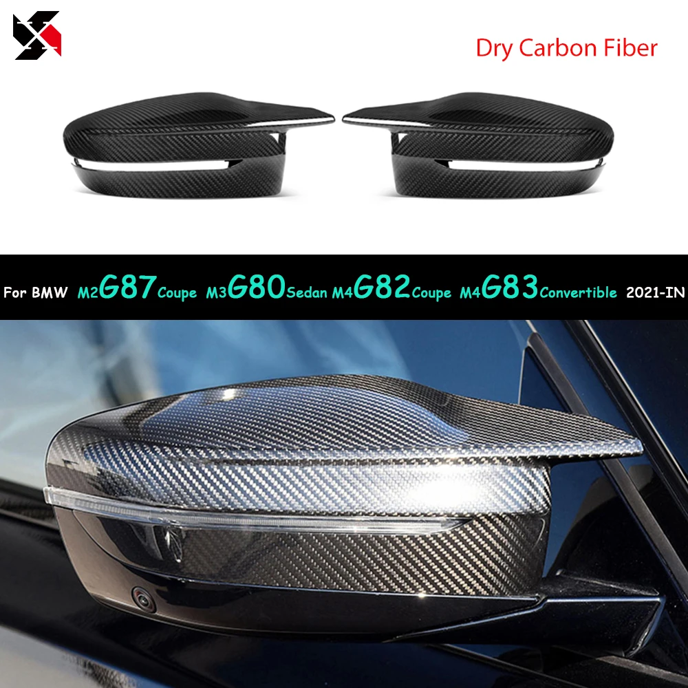 

Dry Carbon Fiber Car Door Side Wing Rearview Mirror Cover Caps Glossy For BMW G80 G87 G82 G83 2021-IN Sedan Coupe Convertible