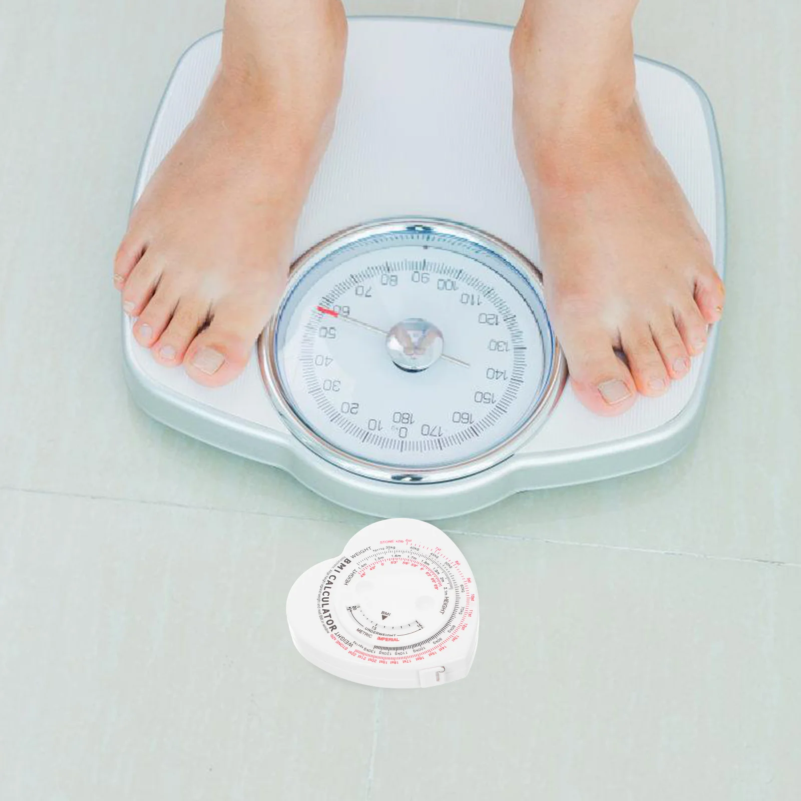 

Heart Shaped BMI Measuring Tape 1 5M Fitness Waist Caliper Pocket Retractable Precision Scale Medical Measure Tool