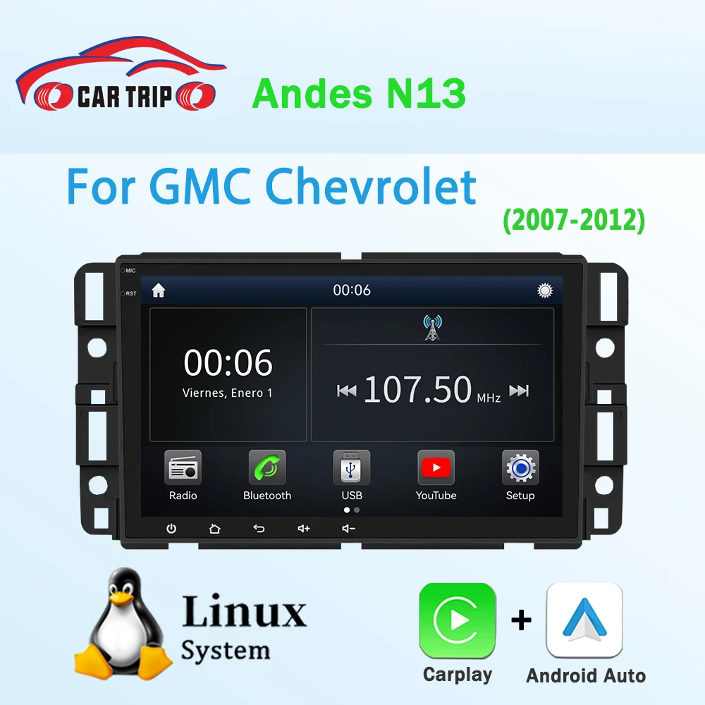 8'' Linux System Multimedia Player for Chevrolet Silverado Impala GMC Yukon Acadia Sierra with CarPlay Android Auto BT5 IPS DSP