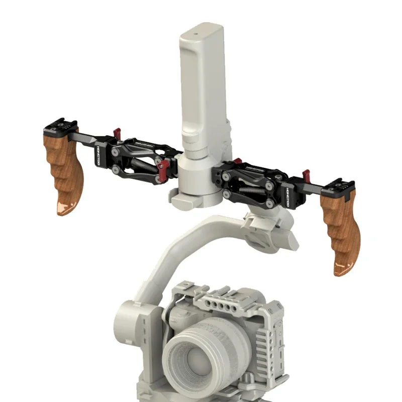 HONGTOO-brazo amortiguador de doble mano con mangos de madera NATO para mini cardán DJI RS4/RS2/RS3/RS3 pro/RS4 pro/RS4
