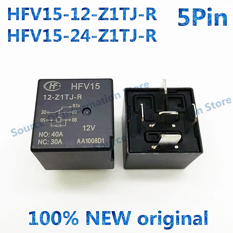 10Pcs, HFV15-12-Z1TJ-R 12V Automotive Relay 24-Z1TJ-R 24V 5Pin 40A/20AQC