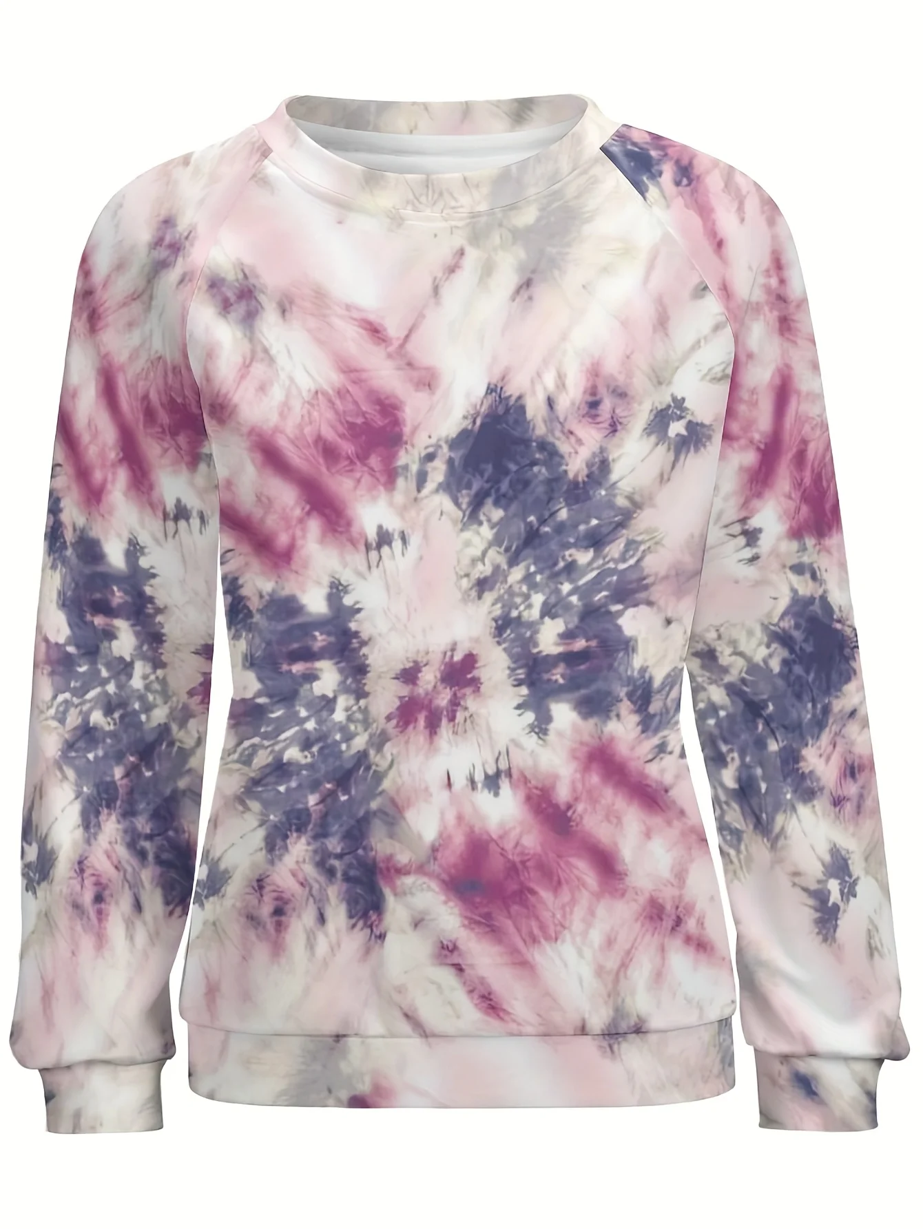 Casual Long-Sleeve Tie-Dye Sweatshirts for Women, Featuring a Loose Off-The-Shoulder Design And Round Neck - view 2