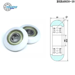 4pcs OD 30mm Rowing Machine Rollers 8x30x10mm BSR60830-10 POM Rower Wheel Plastic Coated Bearing Wheels