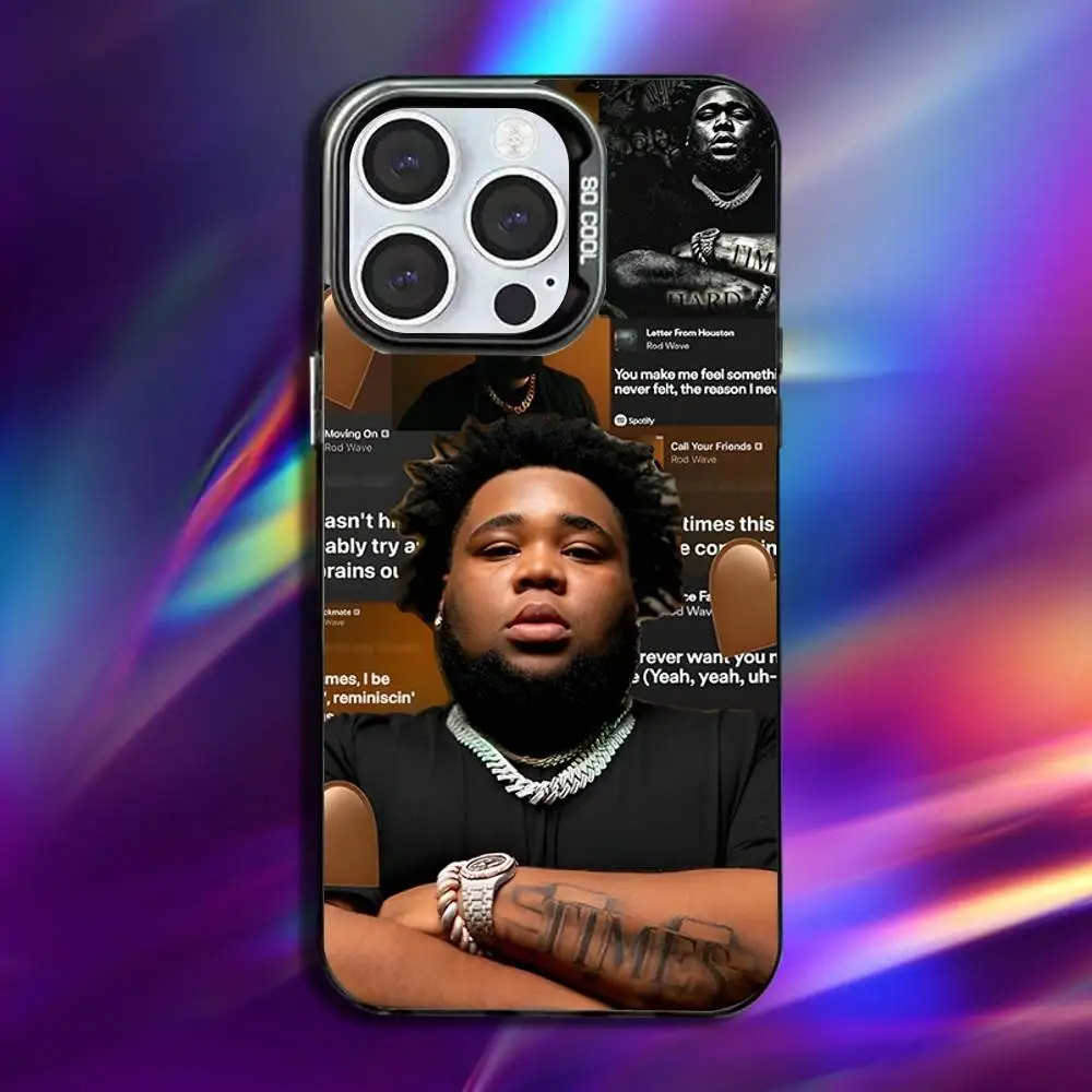 25 R-Rod W-Wave Rapper حافظة لهاتف iPhone 16,15,14,13,12,11,Pro,Max,Plus,Mini,XS,SE مضاد للسقوط أسود غير لامع مصد صلب
