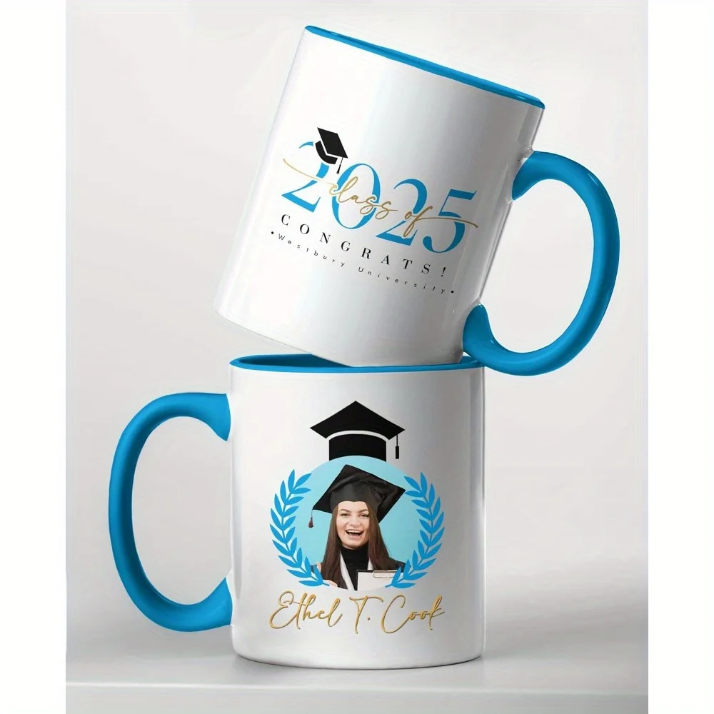 Custom Graduation Cup with Photo 2025 Personalized Gift for Her Him 2025 College High School Masters Coffee Cup Souvenir Congrat