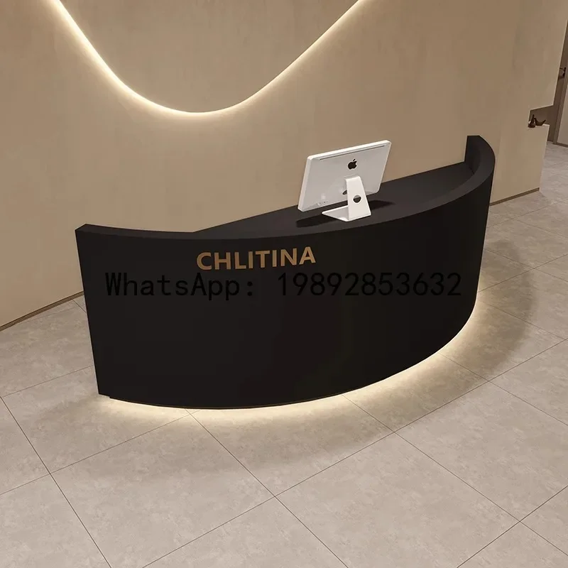 

a23 arc-shaped clothing store cashier counter - premium lacquered bar/reception desk