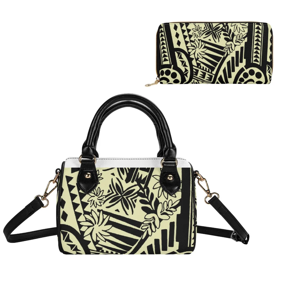 

2-Piece Set Women'S Fashion Tote And Purse Hawaiian Floral Print Samoan Women'S Crossbody Bag Polynesian Pillow Bag And Purse