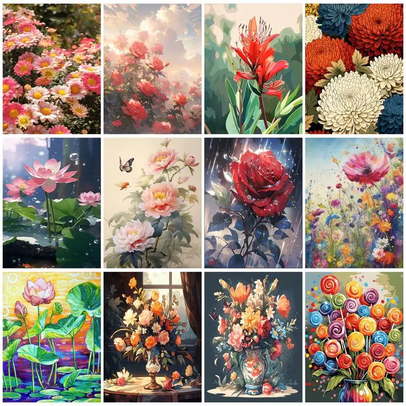 

SDOYUNO Canvas Painting By Numbers Flowers Acrylic Paints Kits Diy Crafts Personalized Gift Interior Handicraft Paint Kit Wall D