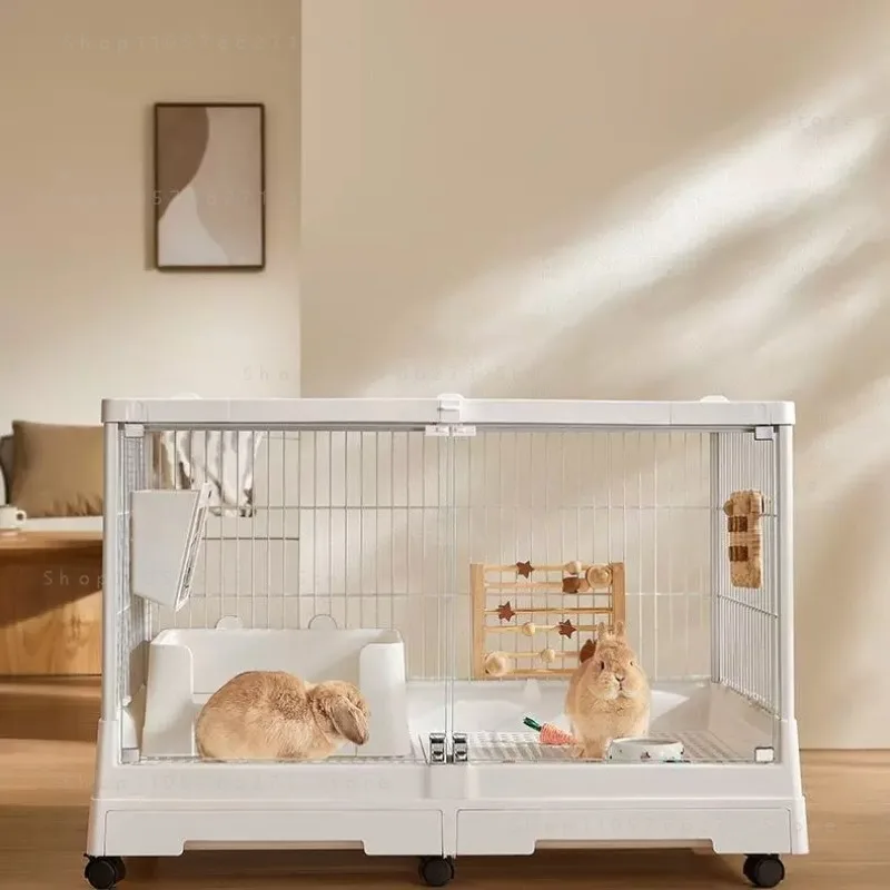 Large Clear Glass Rabbit Cage Indoor  Transparent Bunny House Villa with Panels