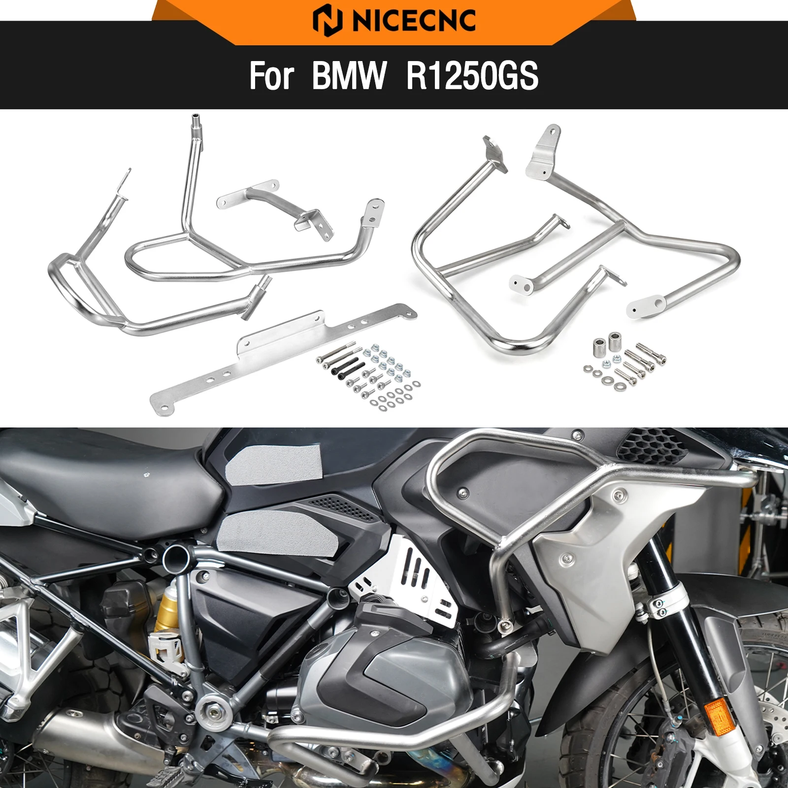 

For BMW R1250GS R1250 GS 2019 2020 2021 2022 2023 2024 Engine Guards Upper Lower Crash Bars Bumper Protector R 1250GS 2019-2024