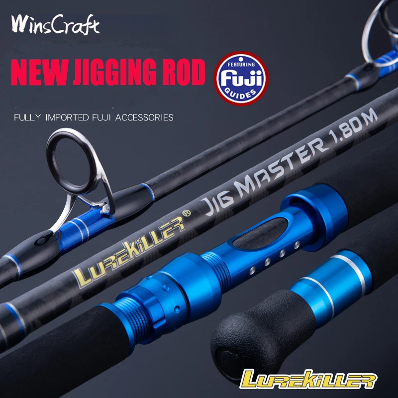 WinsCraft Fuji Carbon Boat Jigging Fishing Rod, Ultralight Ocean Boat, Fishing Rod for Big Thing, Weight 37kg, 1.68M, 1.8m